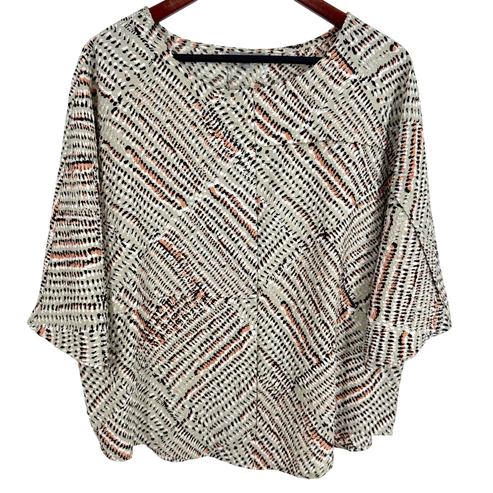 Habitat Sz Small Wearable Art Beige Orange Blouse Shirt Top Fall Autumn Harvest